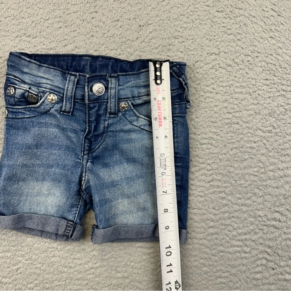 True Religion Shorts‎ Baby 18M Blue Denim Faded Whiskers Adjustable Stretch Tour